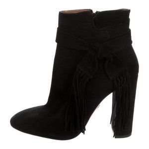 Aquazzura Black Fringe Boots sz 39.5 NEW